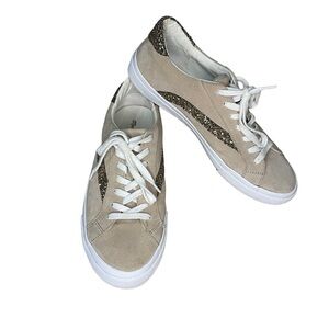 Madewell Womens Sidewalk Low Top Suede and Glitter Sneakers Size 11